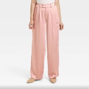 NWT Women's High-Rise Wide Leg Satin Pants - A New Day Dusty Pink 8 💕💕